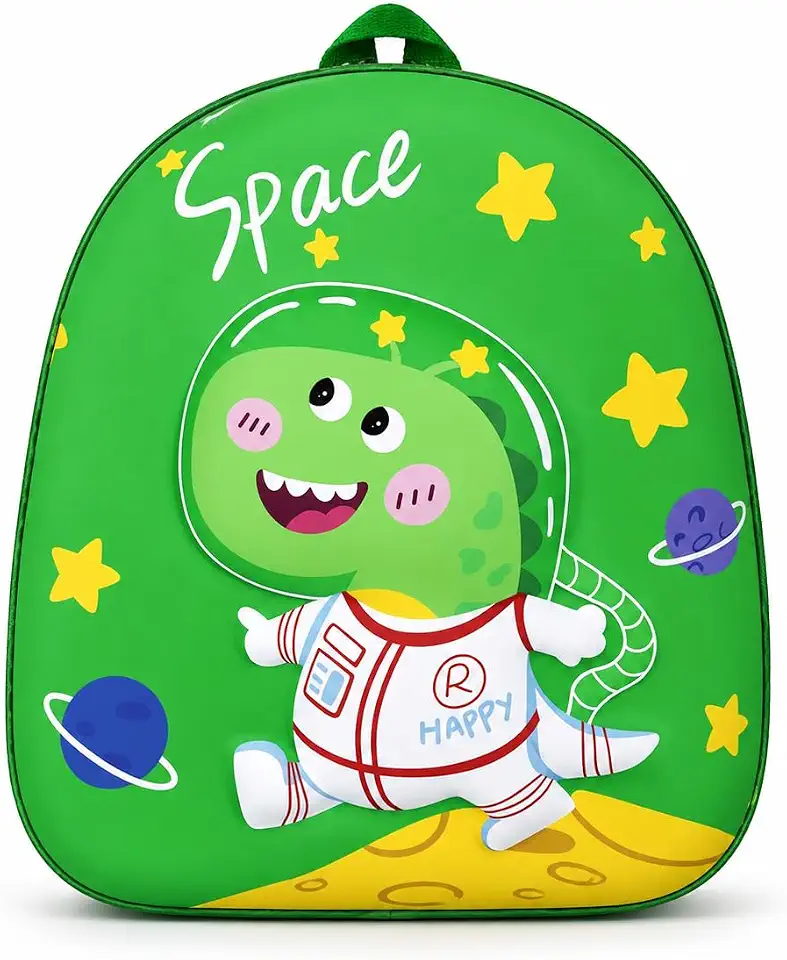Mochila Infantil 3D Unicórnio e Dinossauro Escolar com Zíper para Escola e Passeio