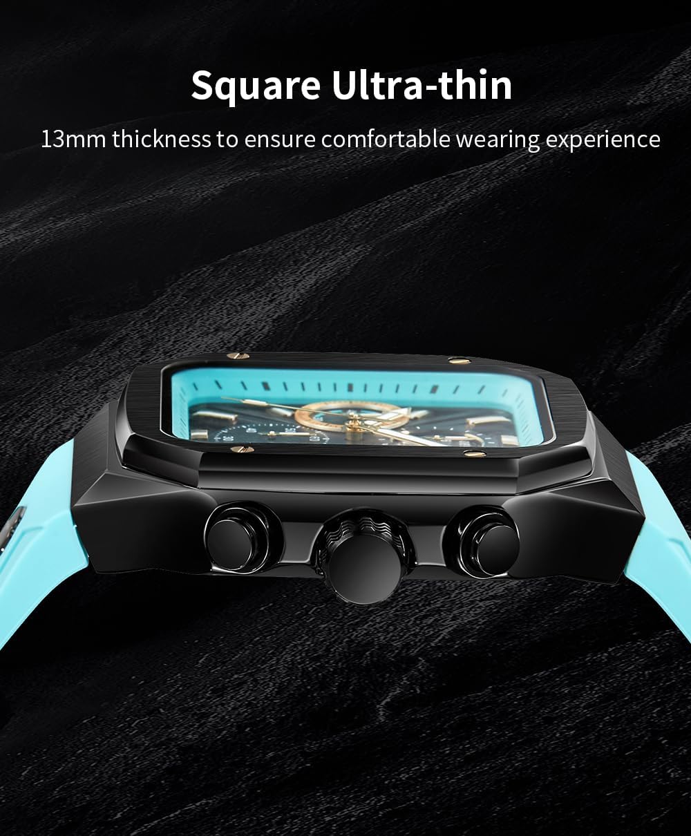Rectangle Mens Watches Luminous Waterproof Luxury Dress Men's Wrist Watches Chronograph Analog Square Watch for Men with Silicon Strap - Image 5