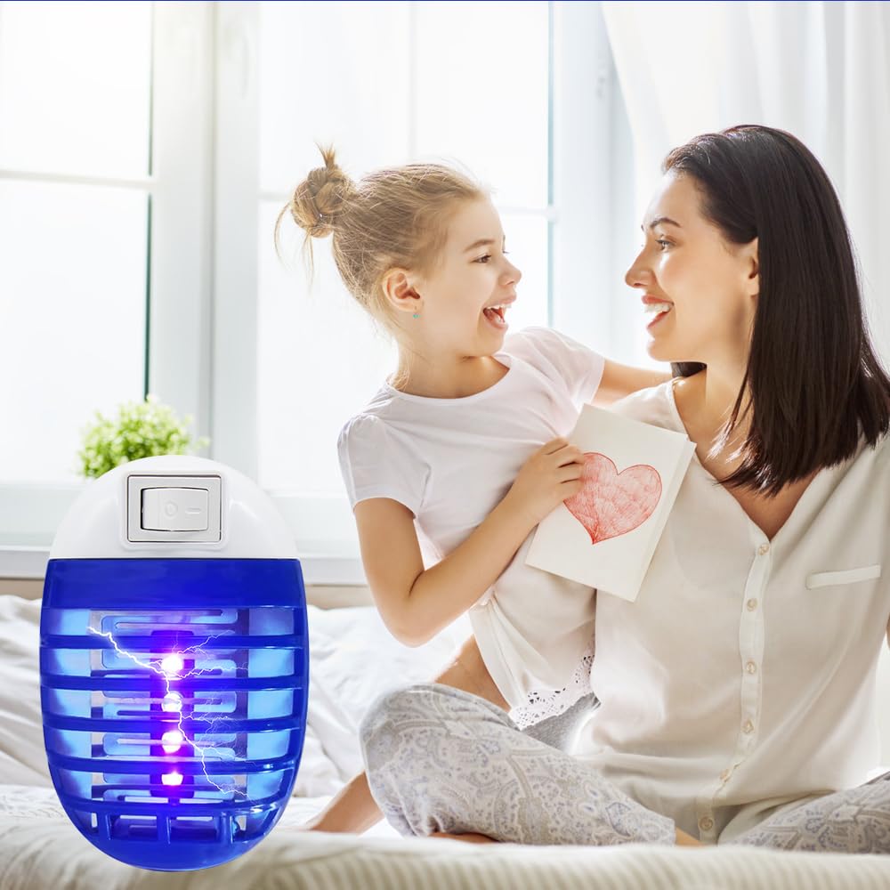 Lampada Antizanzare Elettrica, 4 Pezzi Lampada per Zanzare, Trappole per Zanzare con Lampade UV, Presa Repellente per Zanzare, per Falene, Mosche, Zanzare, Interni Camera da Letto Cucina