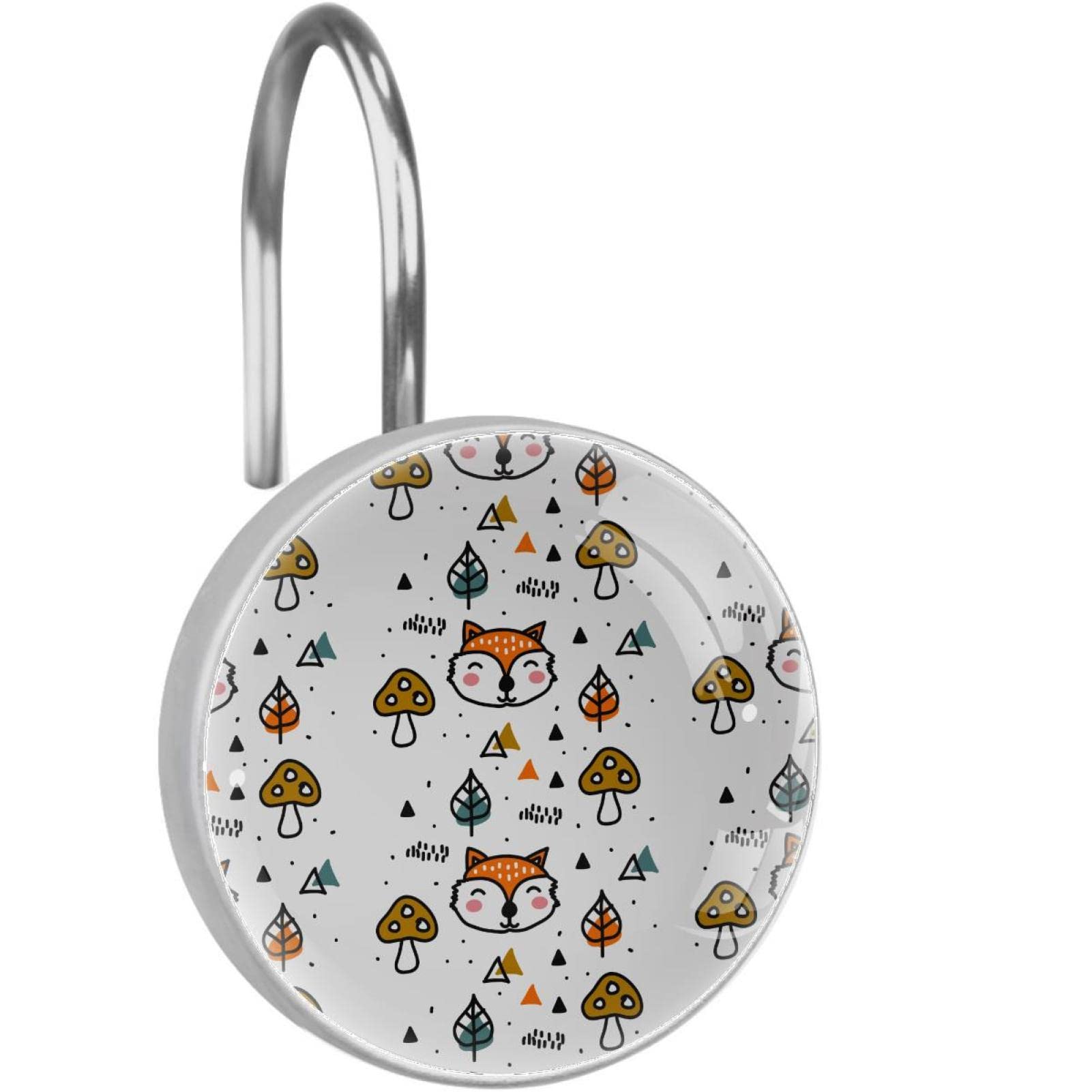 Crochets décoratifs pour rideau de douche renard acier inoxydable salle de bain x12