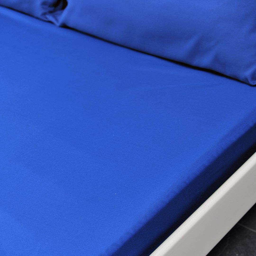 John Aird Microfibre Plain Fitted Sheet (Double, Blue) โ image 1