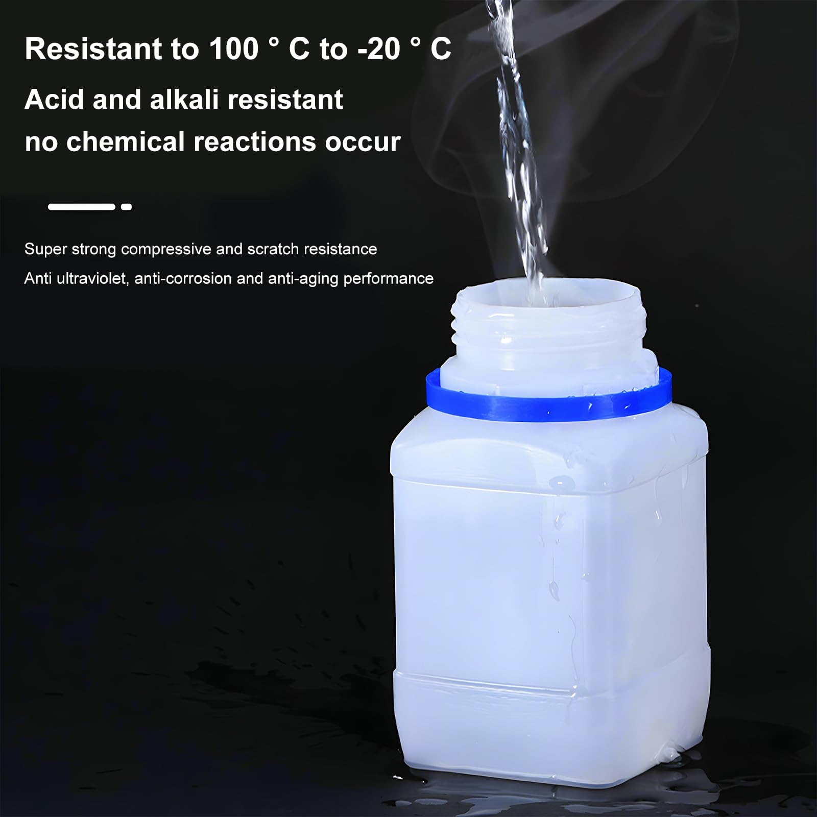 6 x 250 ml butelka z szeroką szyjką, butelka chemiczna z nakrętką, butelka laboratoryjna HDPE, do laboratorium, kuchni lub hobby (biała)