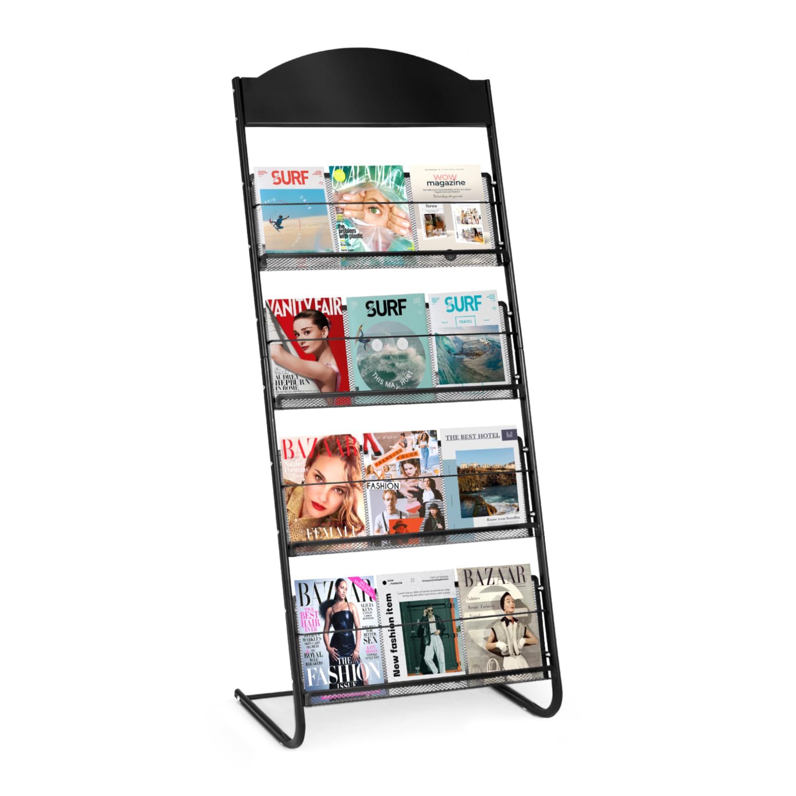 SUNDOY Extra groß Zeitschriftenständer, bodenstehender Literaturständer mit 4 Taschen Prospektständer Für Büros und Messen (38Tx63Bx157H-cm-ohne Räder)