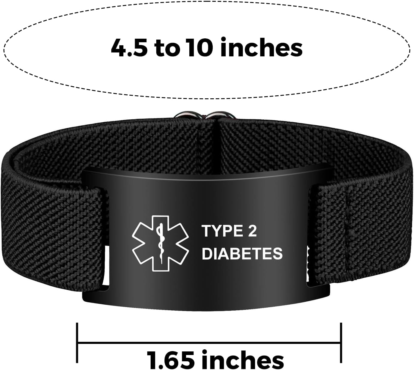 Personalized Medical Alert Bracelet, Custom Engraved Stainless Steel ID Plate with Stretch Elastic Strap, Emergency Awareness Medic Bracelet for Diabetes, Epilepsy, Autism, Allergies, Heart Conditions