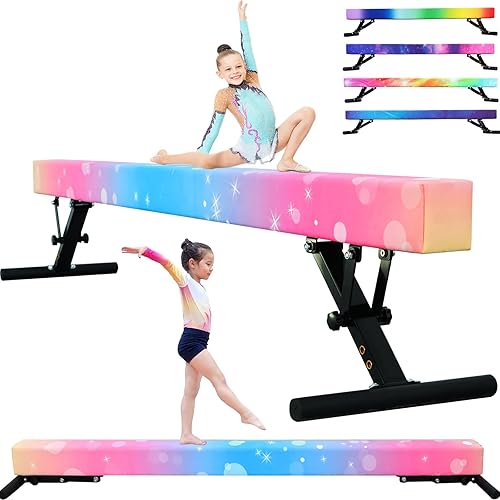 Miniatura 44 de Viga de equilibrio ajustable para niños, haz de gimnasia de 8 pies de todos los niveles de gimnasia, vigas de piso alto y bajo, altura ajustable