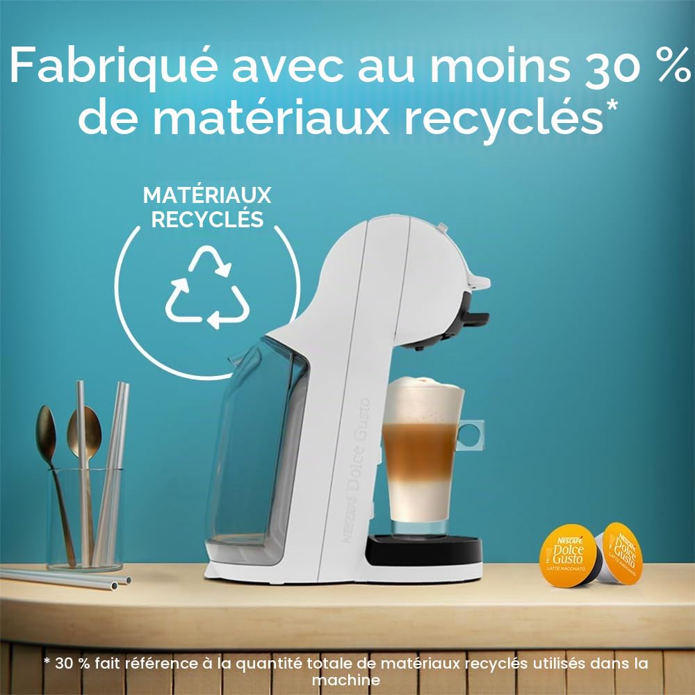 De'Longhi Nescafé Dolce Gusto Mini Me 2 Cafetière à capsules compactes, arrêt automatique, boissons chaudes et froides, pression 15 bar, blanc (EDG335.W)
