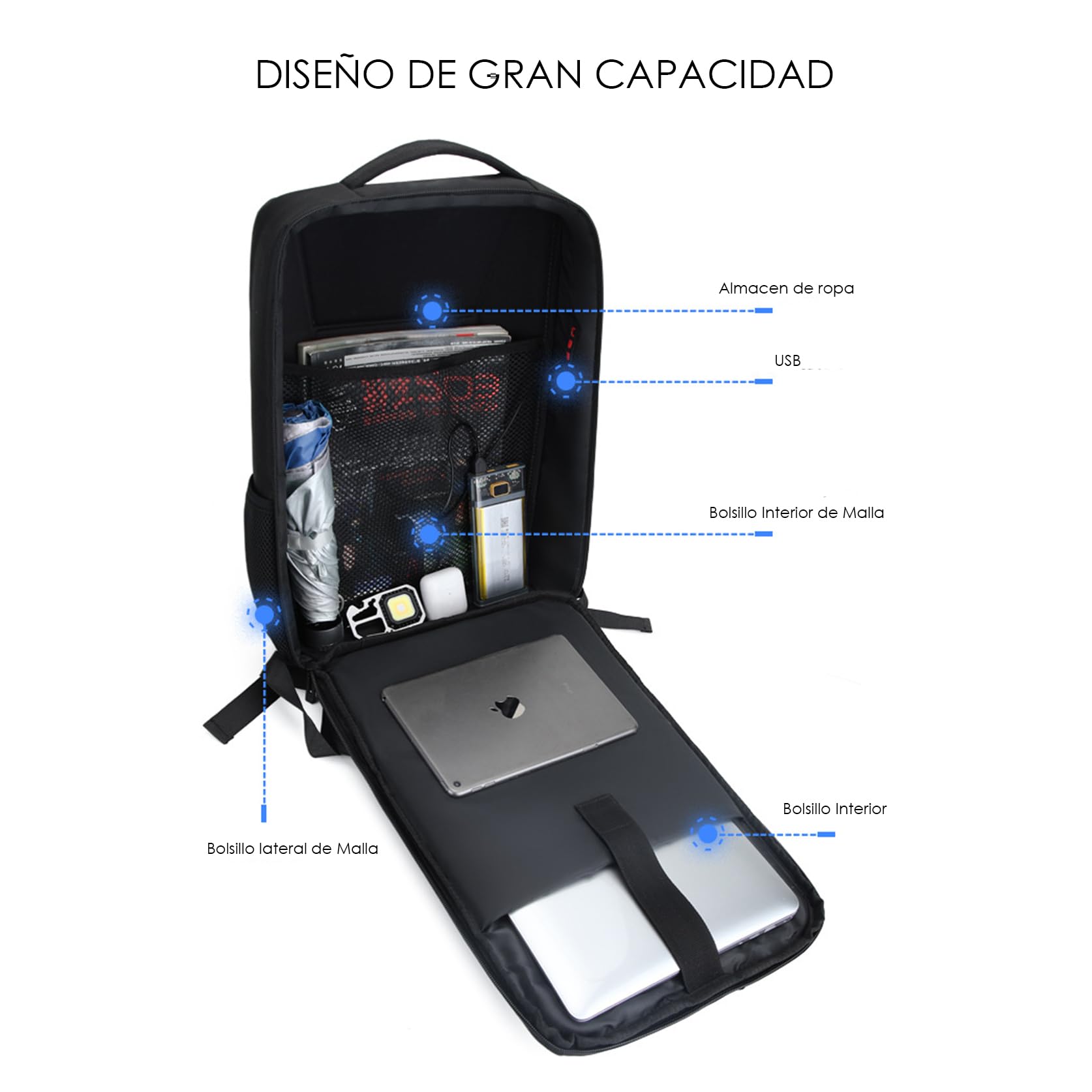 Zaino rigido per computer portatile, impermeabile, per uomo e donna, con porta USB, scomparti per vestiti e accessori. Per lavoro, ufficio, università e viaggi.