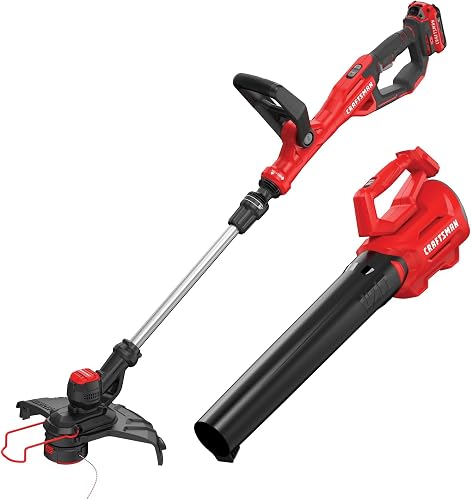 V20 Weed Wacker and Leaf Blower Cordless Combo Kit, Includes 2.0 Ah Battery and Charger, 13 in. String Trimmer and Edger, 90 Mph Blower (CMCK197D1)