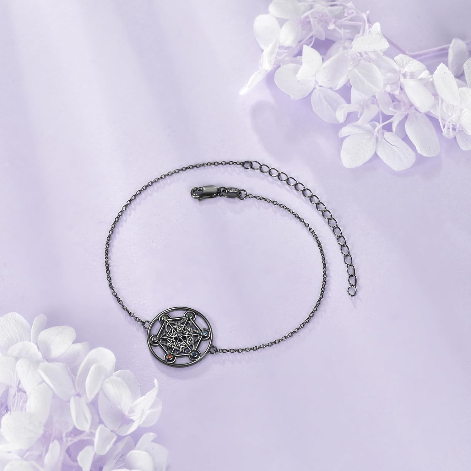 URONE Metatron Cube Bracelet 925 Sterling Silver Metatron Bracelet Geometry Jewelry Gifts for Women Men