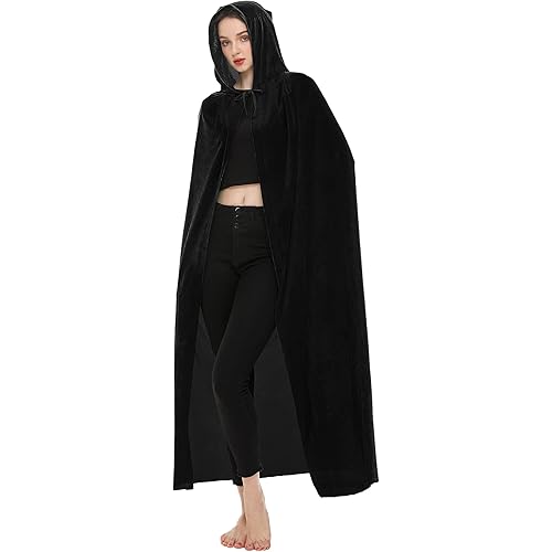 SISKIN Hooded Cloak Unisex Adult Cloak with Hood Halloween Christmas Velvet Hooded Cape Cosplay Costume for Women Men