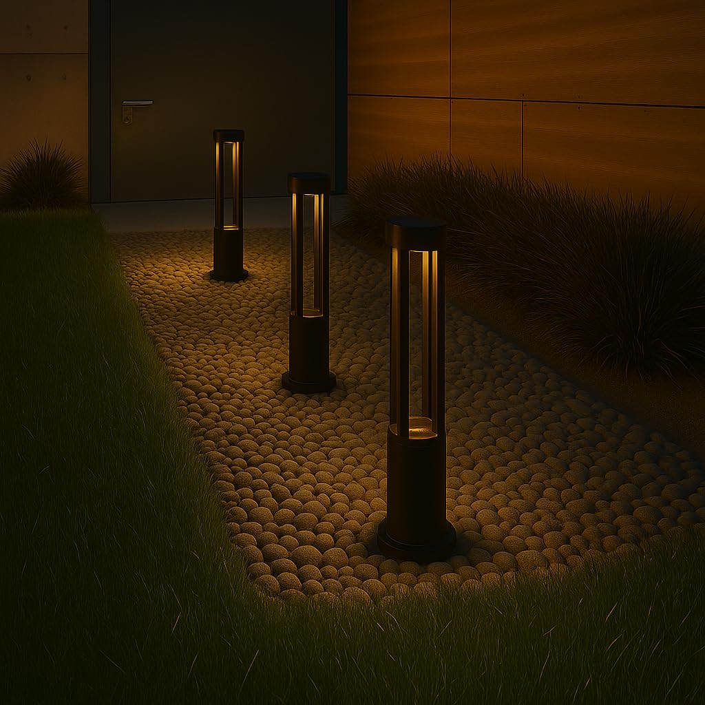 Jandei - Baliza LED Exterior 60cm Aluminio Negro, Lámpara Jardín IP65 Resistente al Agua, Luz Cálida 3000K, 11W, 240V, Baliza Redonda de Superficie para Caminos, Terrazas y Patios