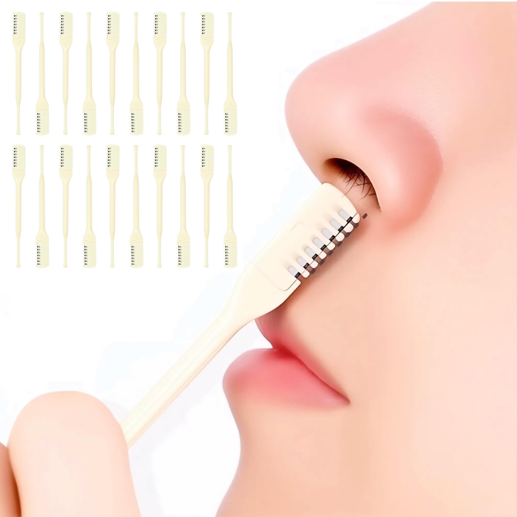 20 Pcs 2 in 1 Manual Nasal Cutter Double Sided 360 Degree Nose Hair Remover Tool with Soft