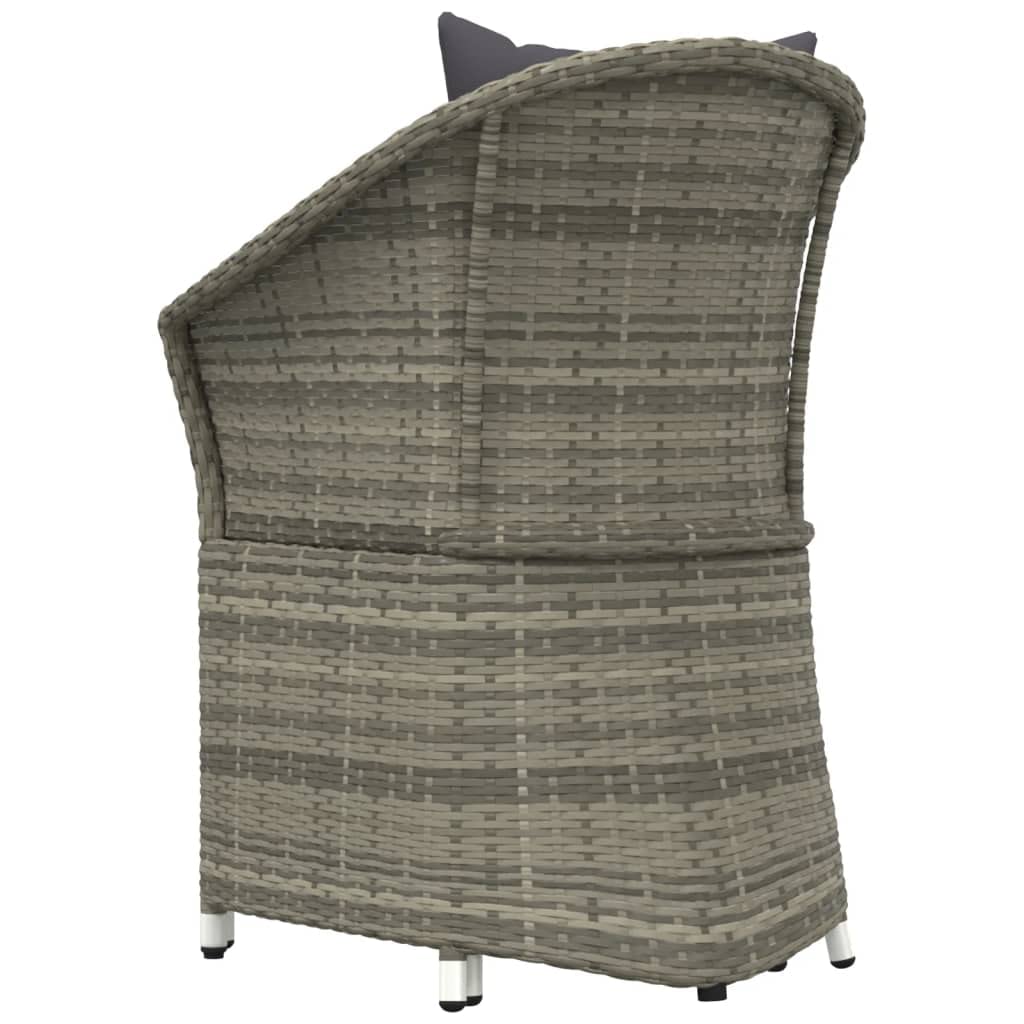 Set da Giardino 2 pz Sedia e Sgabello Rattan PE Grigio | Arredo salotto da esterno con morbidi cuscini e poggiapiedi per momenti di relax su terrazzo, balcone o portico.
