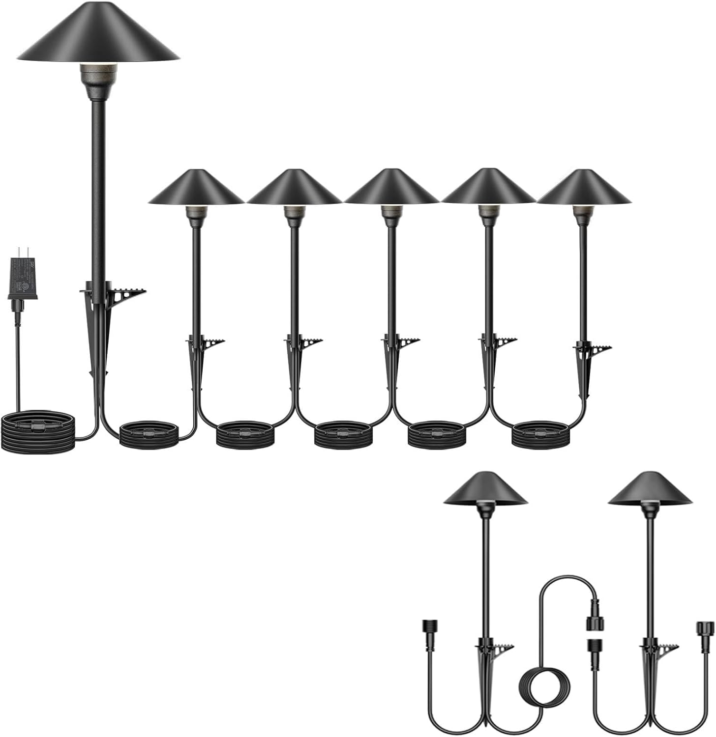 8 Pack Low Voltage Pathway Lights with Timer Adapter, Low Voltage Landscape Lighting 4H/6H/8H Auto On/Off 3000K Waterproof Landscape Path Lights for Flower Bed Backyard Walkway Driveway