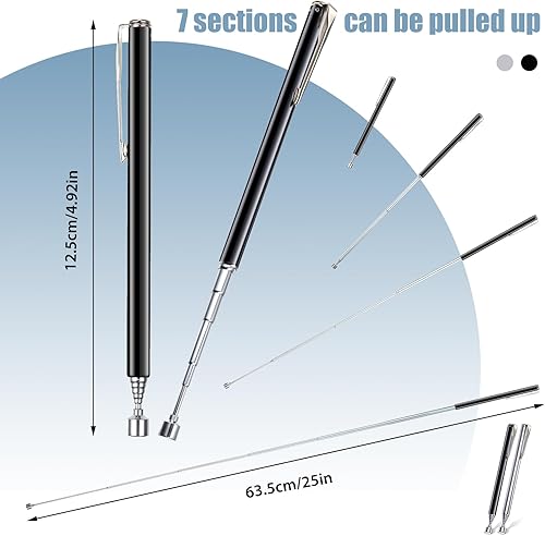 Miniatura 2 de Patelai 2 Piezas Herramientas Telescópicas de Recogida Magnética Agarradoras Herramientas de Alcance con Clip de Bolsillo 25 Pulgadas Imán