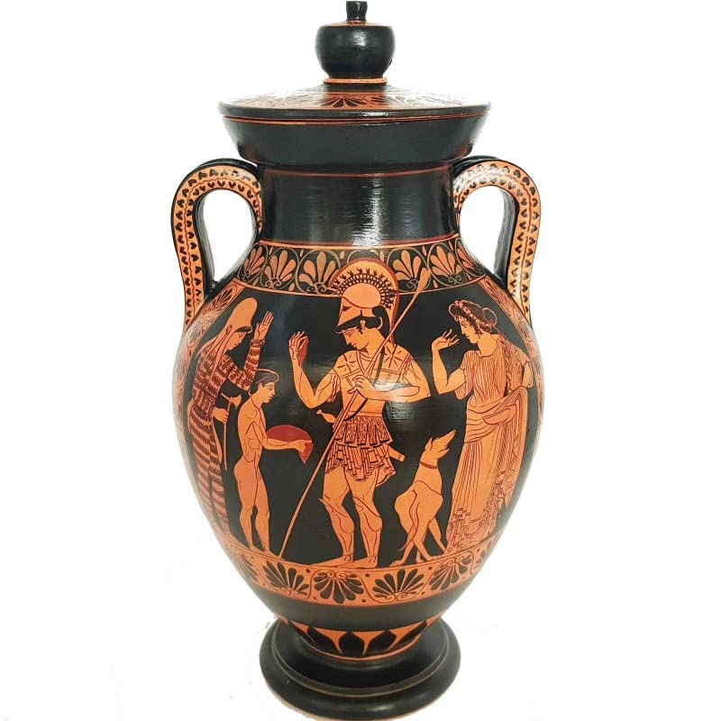 Sale⭐︎古代ギリシャアンフォラ模倣　レッドクレイ陶器 Amazon.com: Red Figure Pottery,Museum Replica Amphora, Warrior