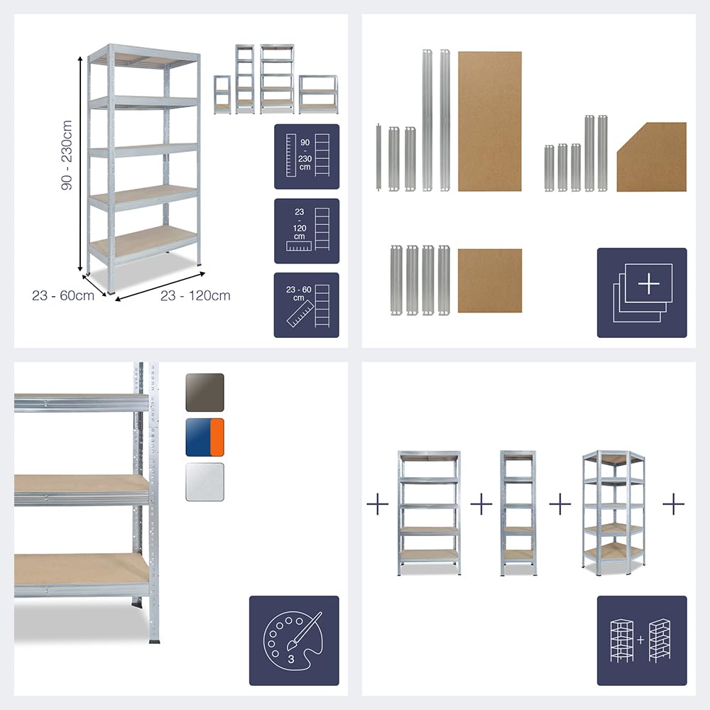 Shelfplaza® 230x100x40cm PRO Scaffale Metallo Per Carichi Pesanti