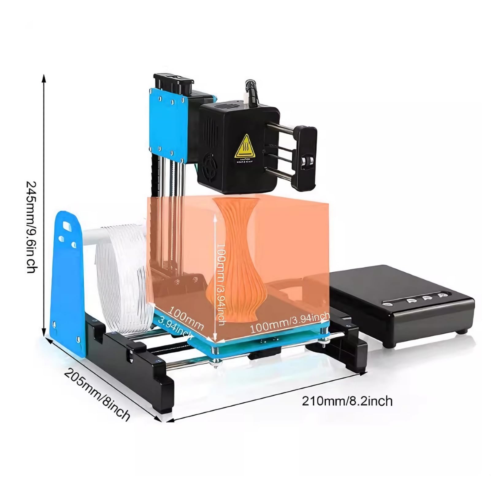 Mini Stampante 3D per Principianti, 10-40 mm/s Macchine da Stampa 3D con Filamento PLA da 1,75 MM, Stampante 3D Supporta Stampa con un Clic del Mouse, Dimensioni di Stampa 100 x 100 x 100 mm