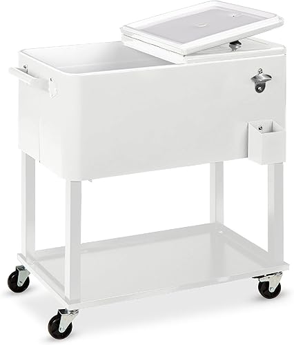 Miniatura 12 de Best Choice Products Carro enfriador de acero al aire libre de 80 cuartos con ruedas, con cofre de hielo, abrebotellas, bandeja de recolección,