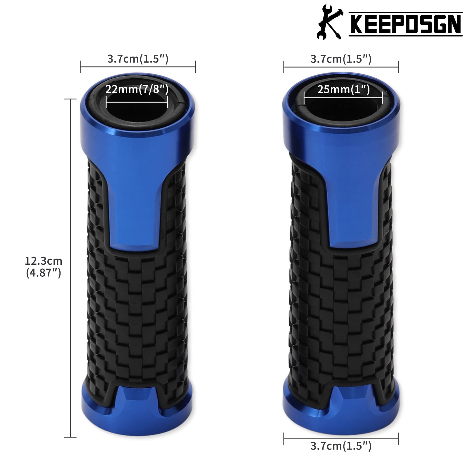 Manopole Moto Universale, 7/8" 22mm-24mm manopole scooter Impugnatura Moto Antiscivolo Compatibile con Bici Sportive Street Bike Cruiser Scooter Dirt Bike.