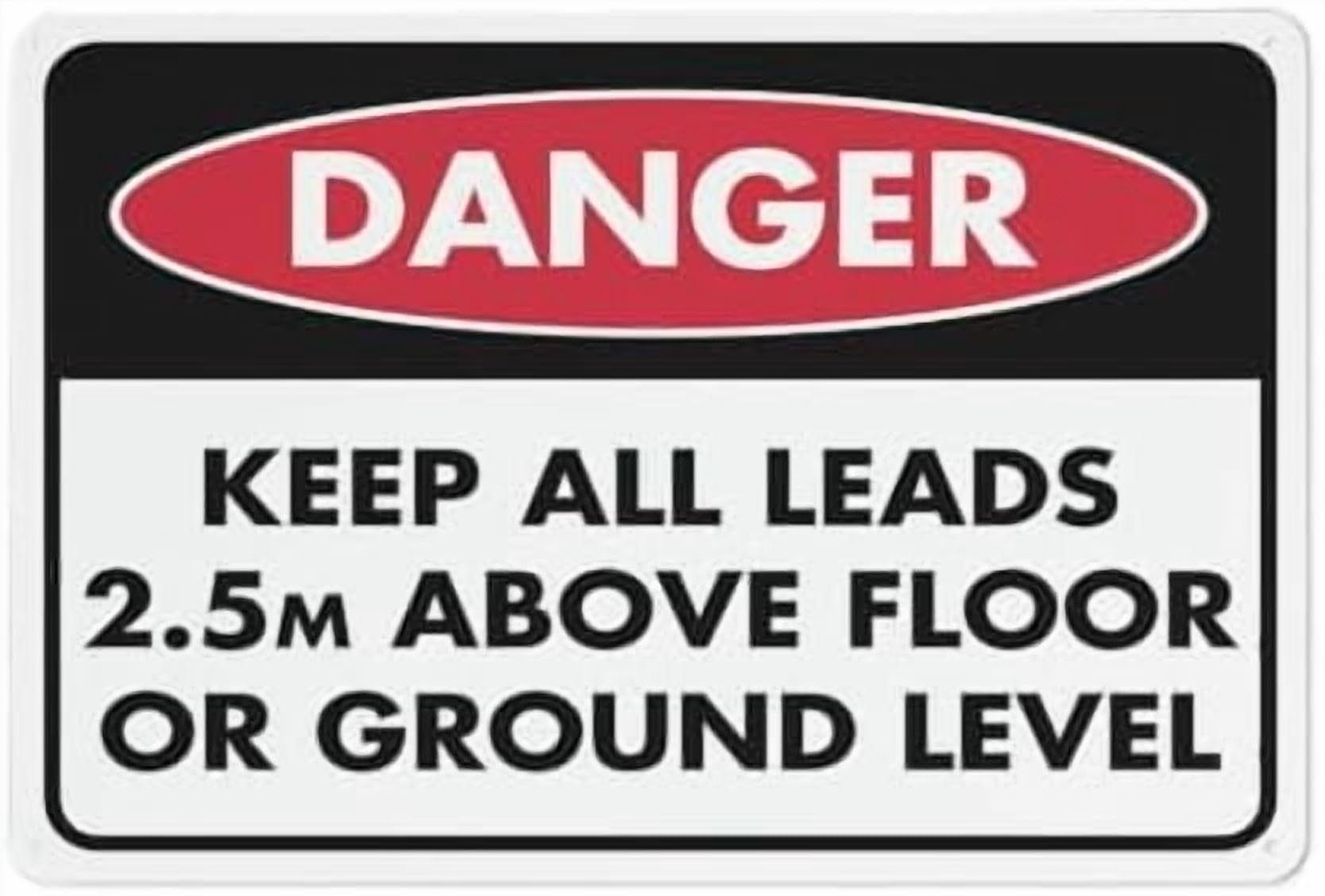 (2-Pack) Metal Tin Sign Danger Leads 2.5M Sign For 8"X12"