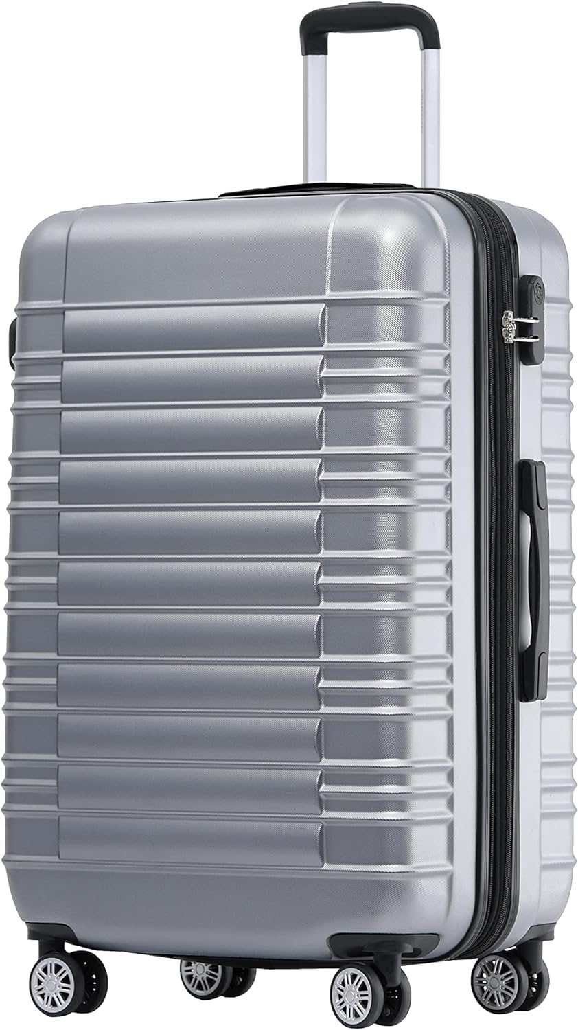 BEIBYE 2088 Hartschalenkoffer aus ABS mit 4 Zwillingsrollen, Reisekoffer Trolley mit Zahlenschloss und Teleskopgriff, Erweiterbarer Koffer M L XL oder Kofferset, Handgepäck 55 cm