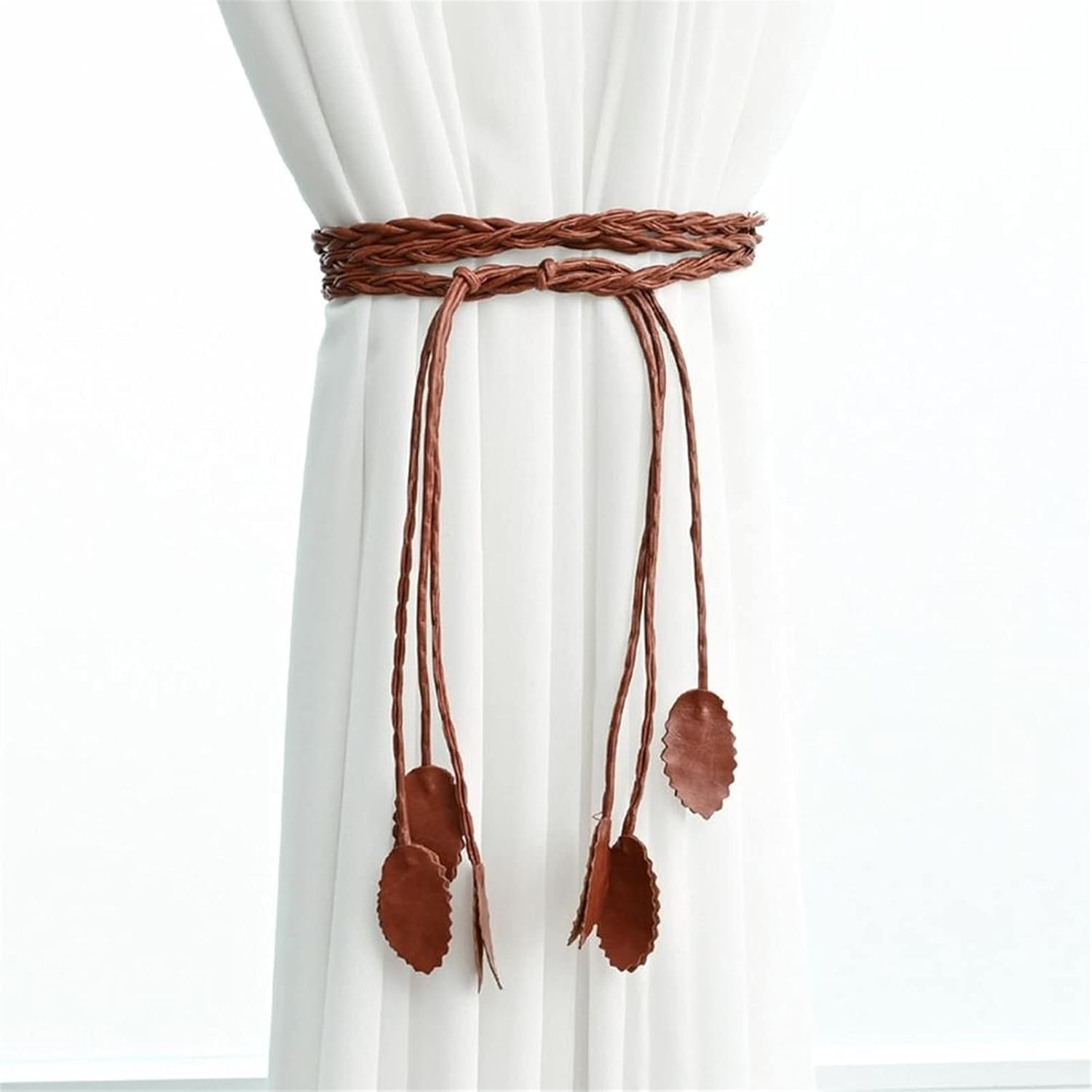 Tie Backs for Curtains,Curtain Tie Backs 8 Pcs Curtain Ropes Durable Faux Leather Curtain Straps Elegant Decorative Curtain Holders