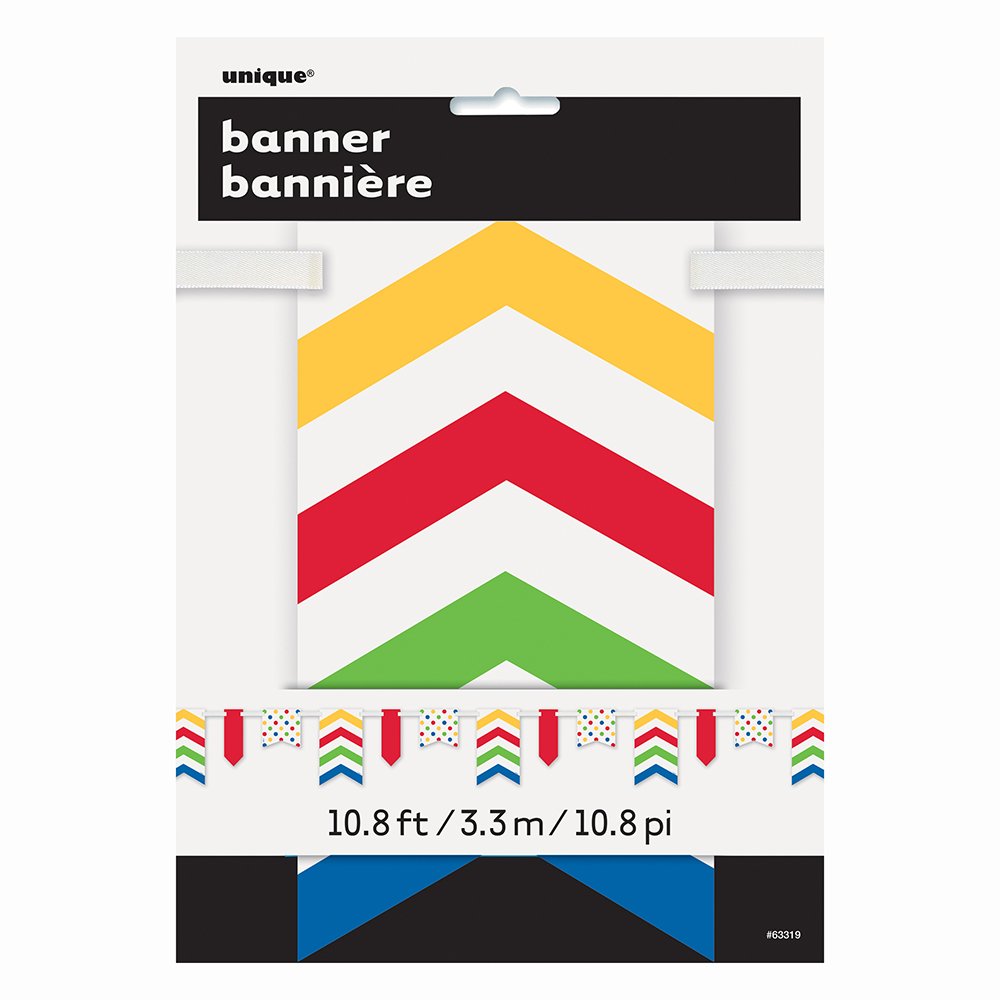 12ft Bold Polka Dot & Chevron Paper Flag Banner