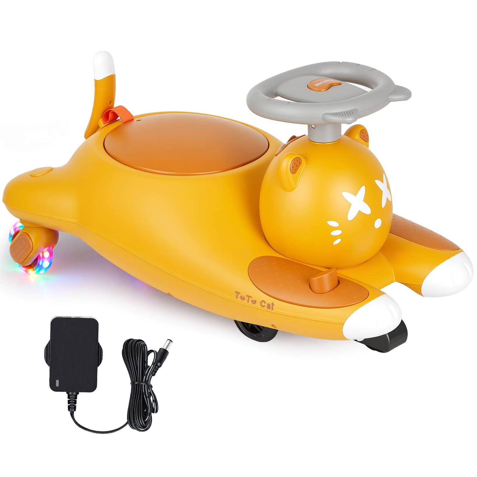 Elektrisches Wackelauto, TwistCar mit Pedalen, Kinder Elektroauto 2-in-1-Schaukelauto, 2 Geschwindigkeiten, Akku 12V, Kippschutz, blinkende Räder, Bluetooth, ab 3 Jahren, Belastbarkeit bis 68 kg