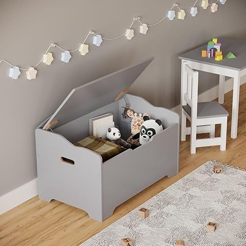 URBNLIVING Grey Ottoman Storage Chest Bench Cover