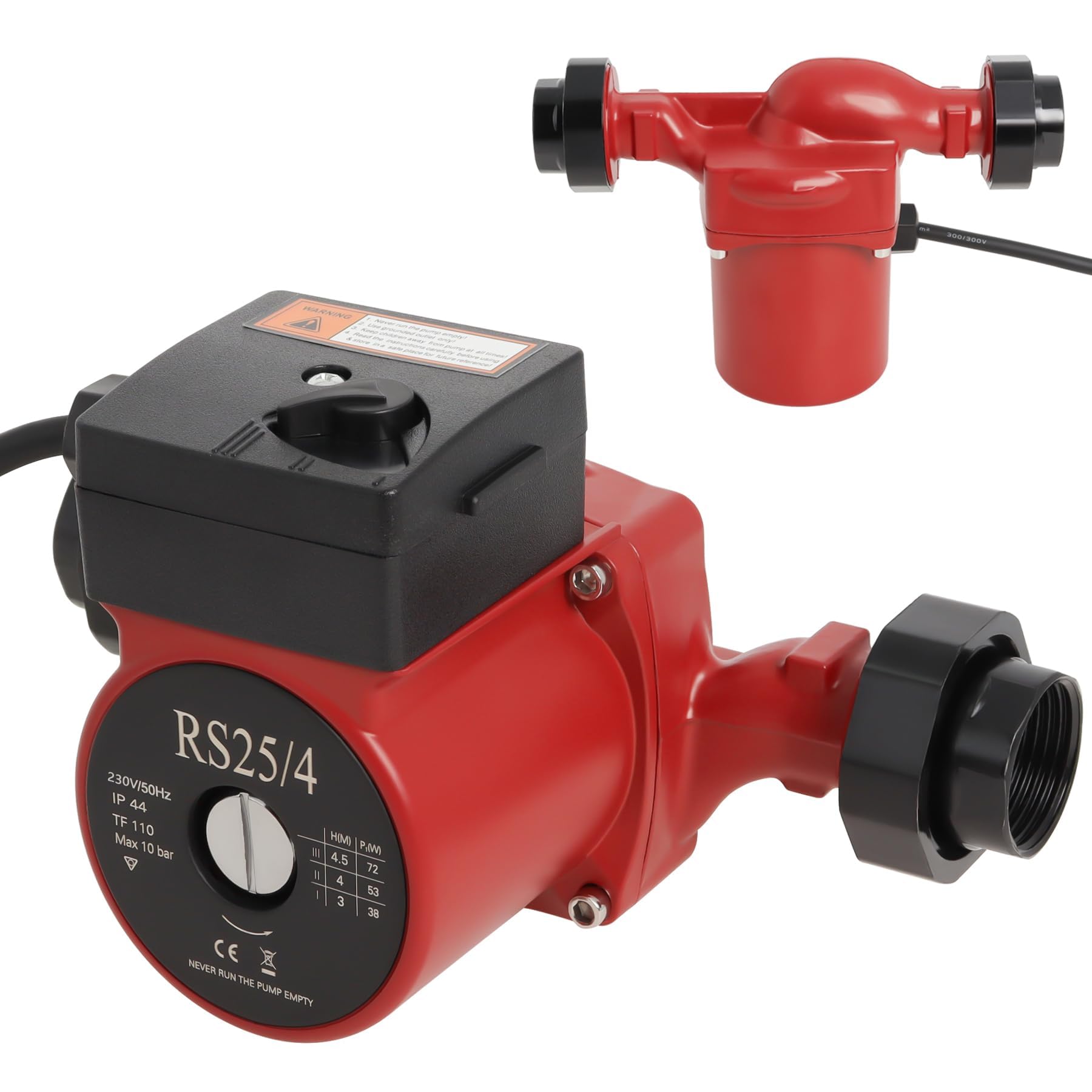 Pompe de Circulation D'eau Chaude RS25/4-180, Circulateur pour Chauffage Central 72W, Pompe à Pression pour Circulateur Domestique Réglage à Trois Vitesses par Poweka