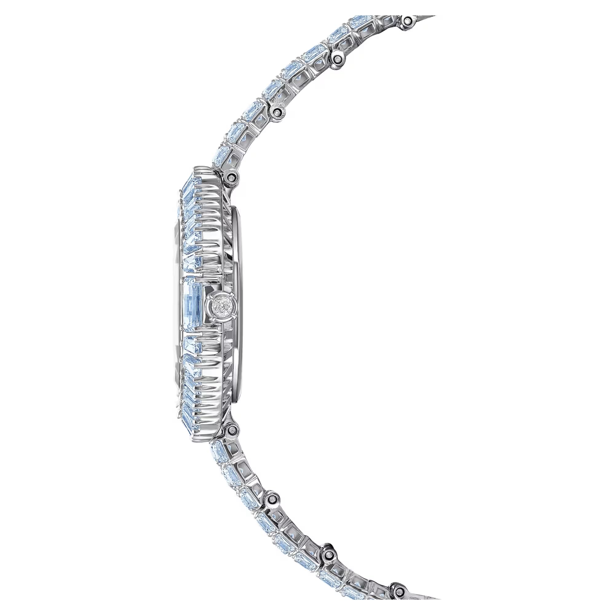 Swarovski Matrix Octagon Armbanduhr, Baguette-Schnitt, Armband aus Metall, Blau, Edelstahl