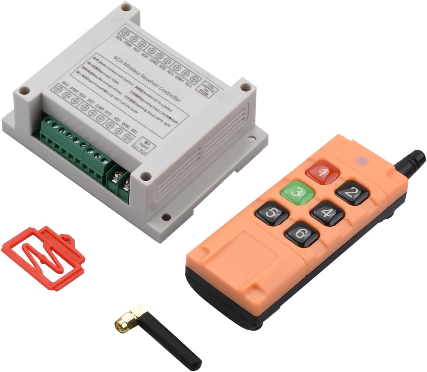Wireless Remote Switch+Remote Control, Dc12v-36v 6CH Relay Receiver, Big Terminal Easy Wiring