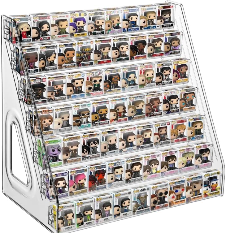 7-Layers Clear Display Shelf for Funko Pop,Mini Collectible Toys Display Shelf for Bitty Pop,Clear Acrylic Display Case for Miniature Mini Action Storage Compatible
