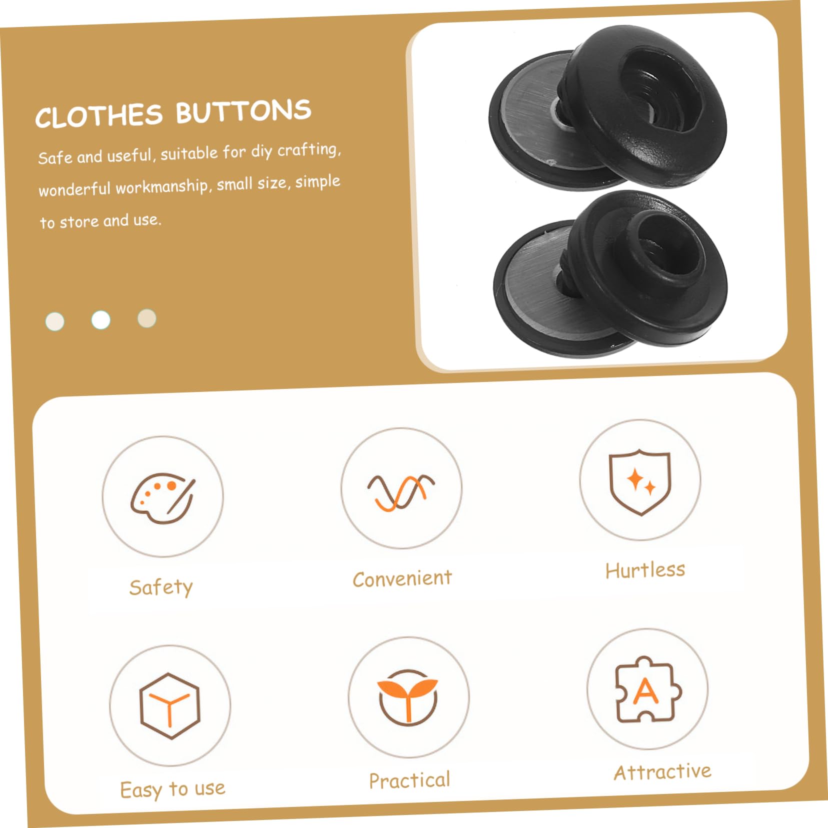 500juegos Botones Presión De Plástico Para Ropa y Manualidades Botones De Costura Para Bebés Accesorios De Diy Color Negro