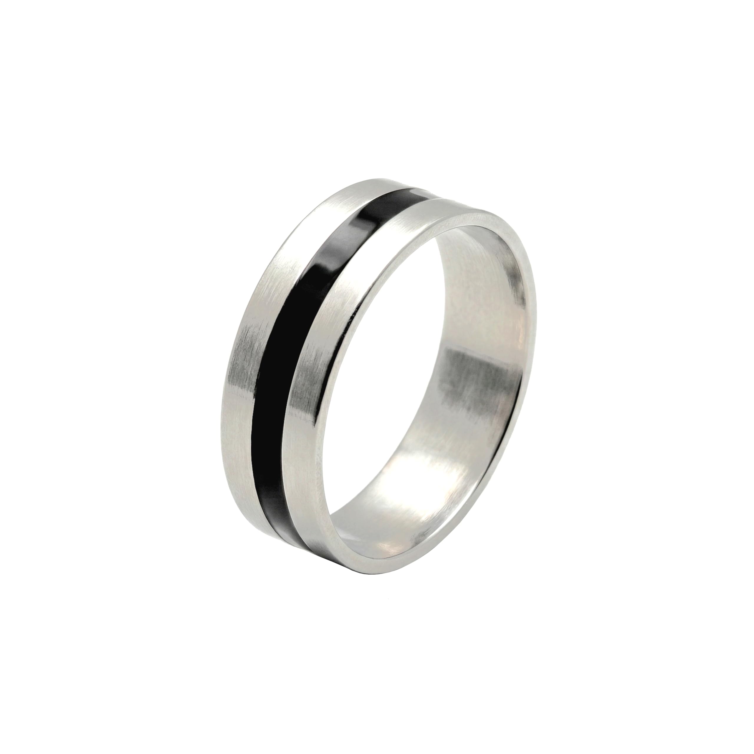 Stainless Steel Single Black Band Ring for Men and Boys, Modern Black Inlay Groove Finger Ring, Rhodium Plated Fashion Jewellery for Office Wear, Gift for Husband, Boy, Men-picture-39