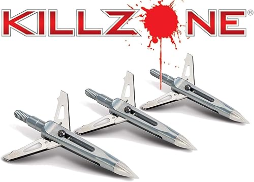 Miniatura 6 de New Archery Products Killzone 2 Blade - Puntas de flecha mecánicas de despliegue trasero para caza con arco con diámetro de corte de 2" y diseño de