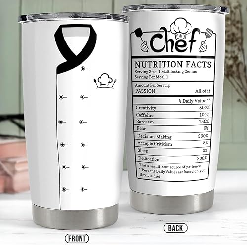 Miniatura 2 de SANDJEST Vaso de chef de 20 onzas, regalos de chef para mujeres y hombres, vasos aislados de acero inoxidable, taza de viaje para café, taza de