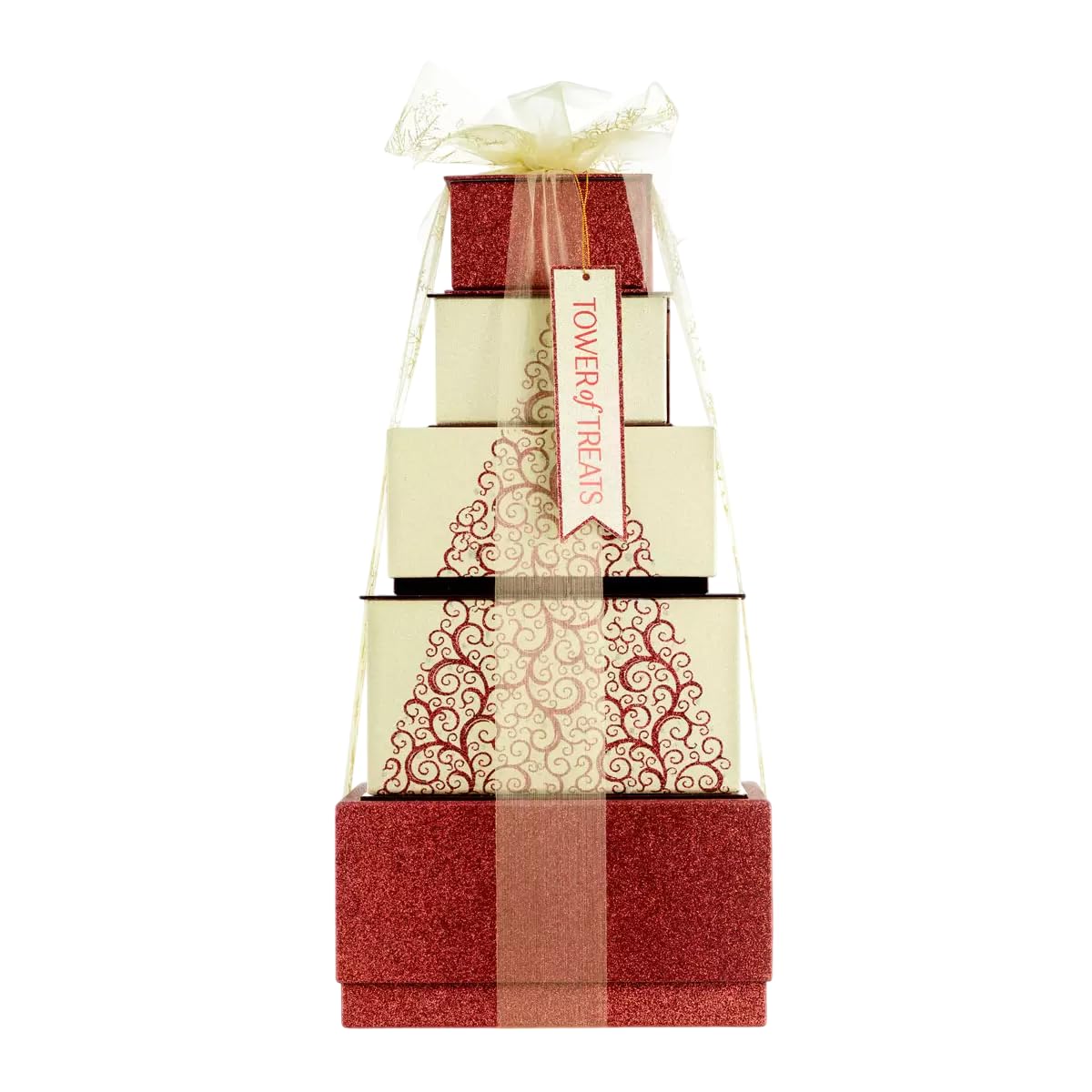 Juego de caja de regalo de torre de golosinas festiva: cesta de chocolates, dulces, galletas (se suministra 1 torre al azar)