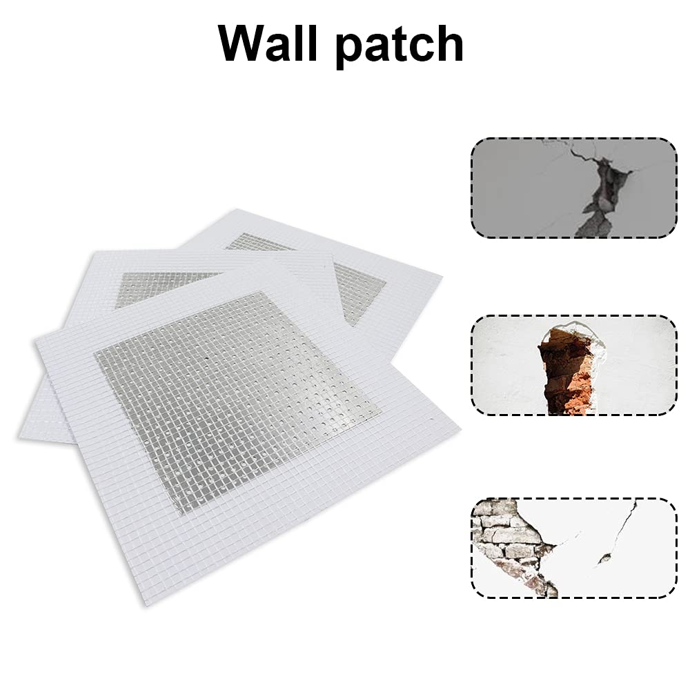 Patch de Réparation Mur Aluminium 15x15 cm Auto-Adhésif Fibre de Verre 6 Pièces