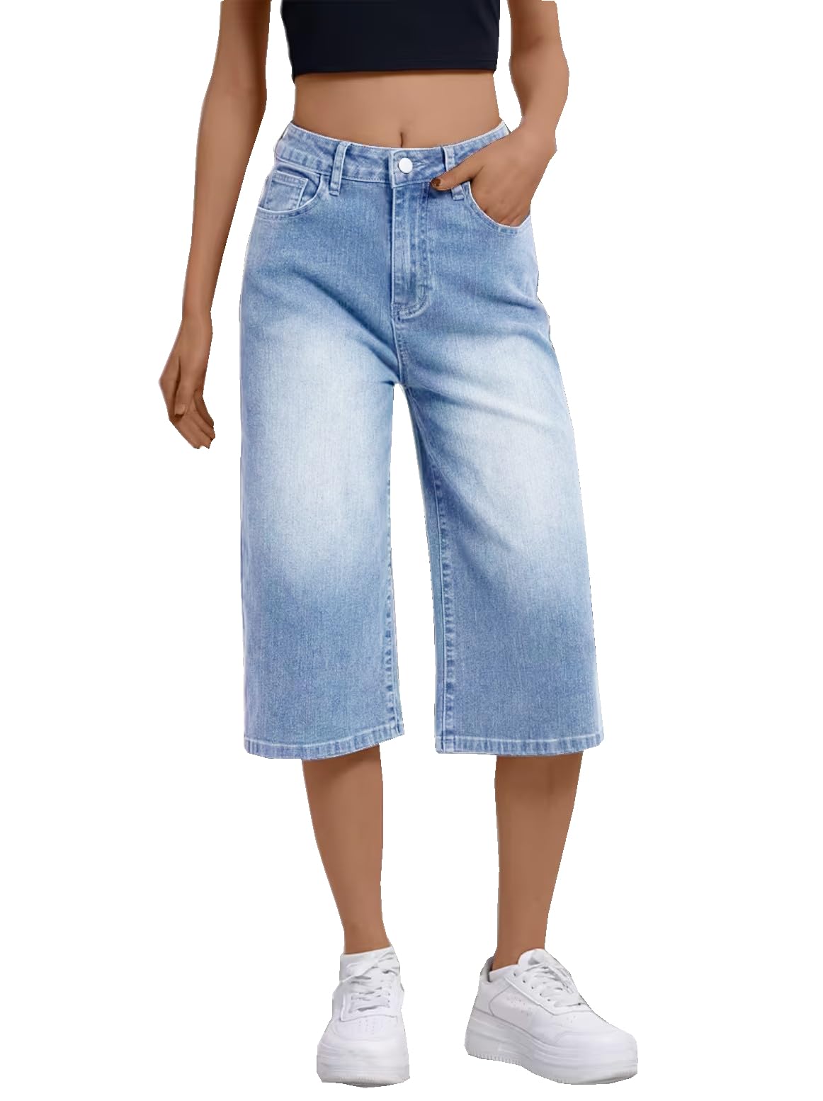 nifty Women's Denim Stretchable Baggy Fit Capris-picture-23