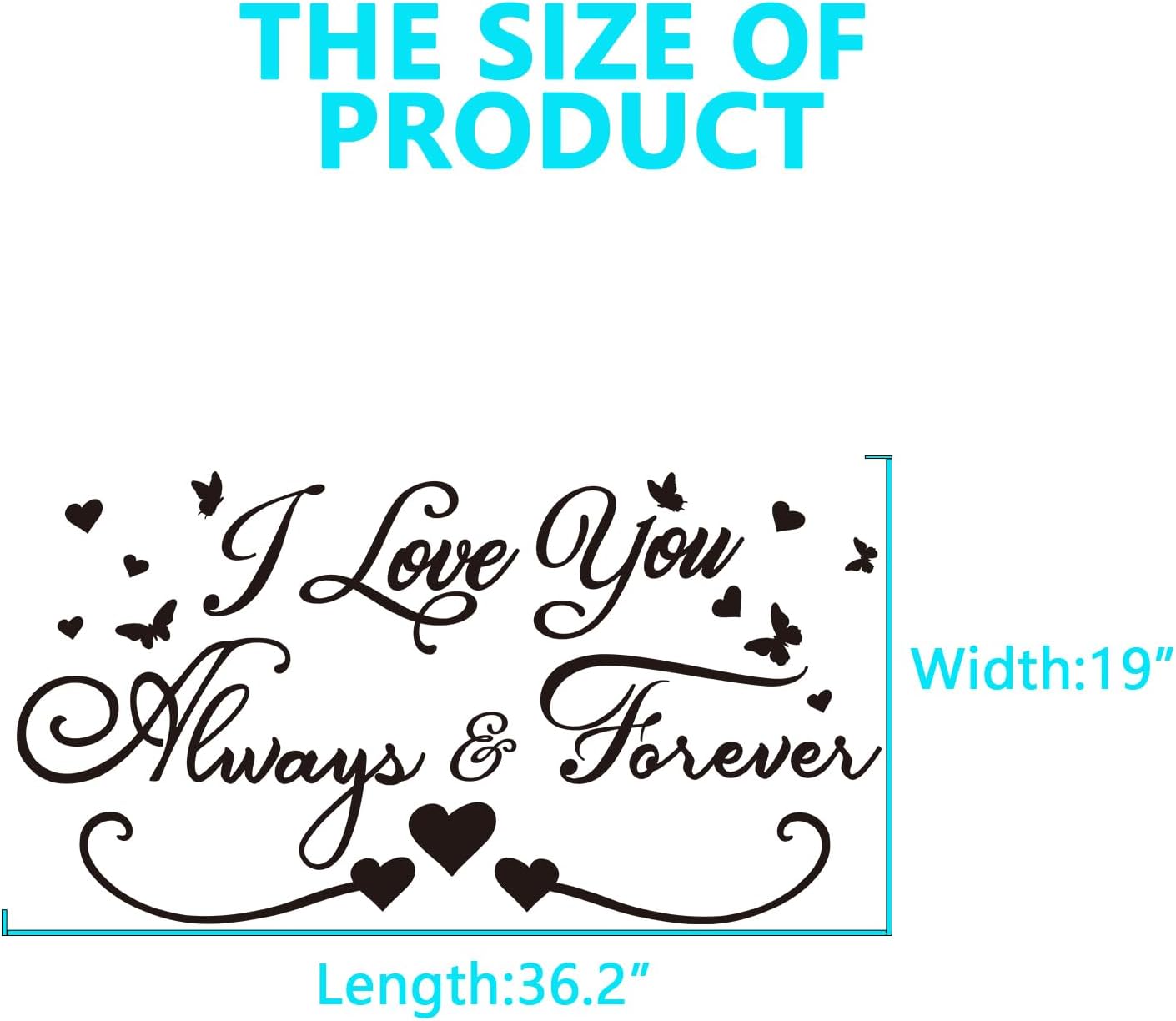 Couples Quotes Wall Decals for Bedroom: Inspirational Love Vinyl Art Wall Stickers for Home Bedroom Bathroom Living Room - I Love You Always & Forever 28.6"X15"
