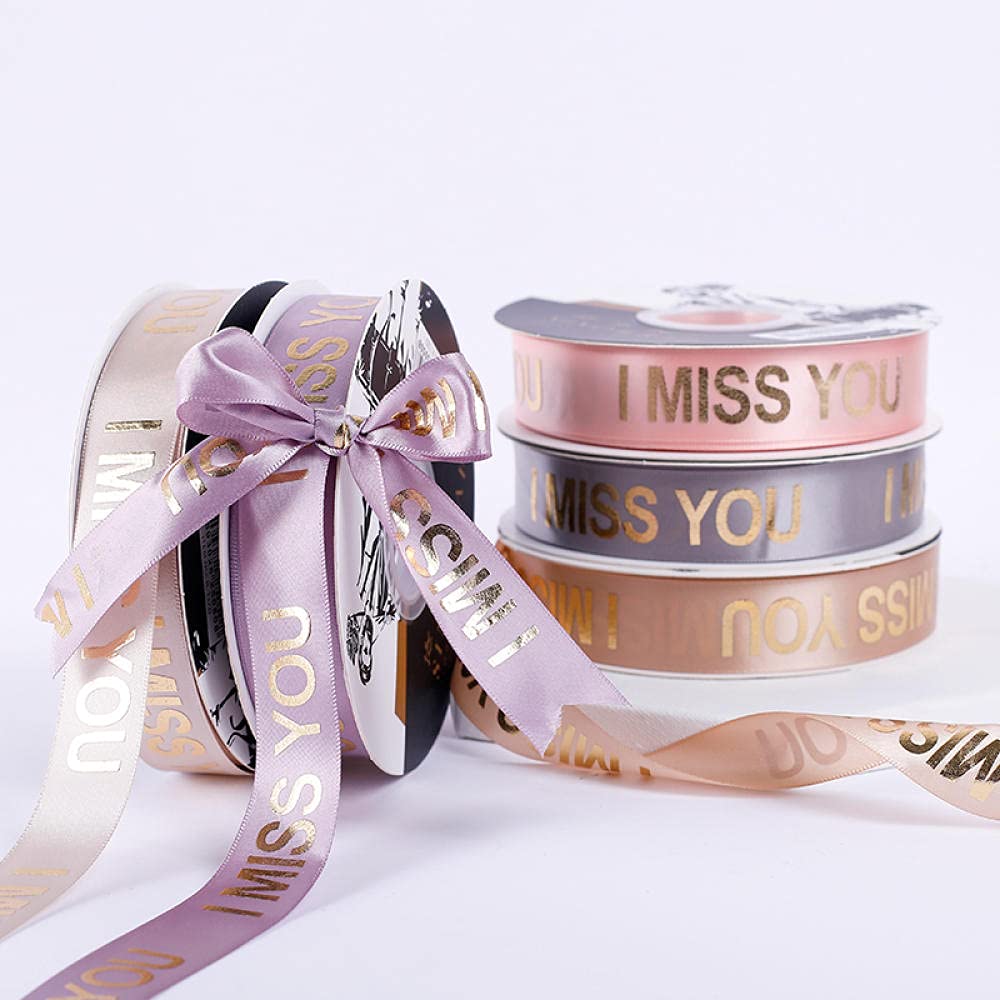 Ribbons For Gift Wrapping Ribbon For Fabric Satin Ribbons Tęsknię Za Tobą Bronzed English Prezent Dekoracyjny Wstążka Wstążka Świeże Bukiet Opakowanie Materiał Kwiat-Clove Purple 2.5Cm45 Kod