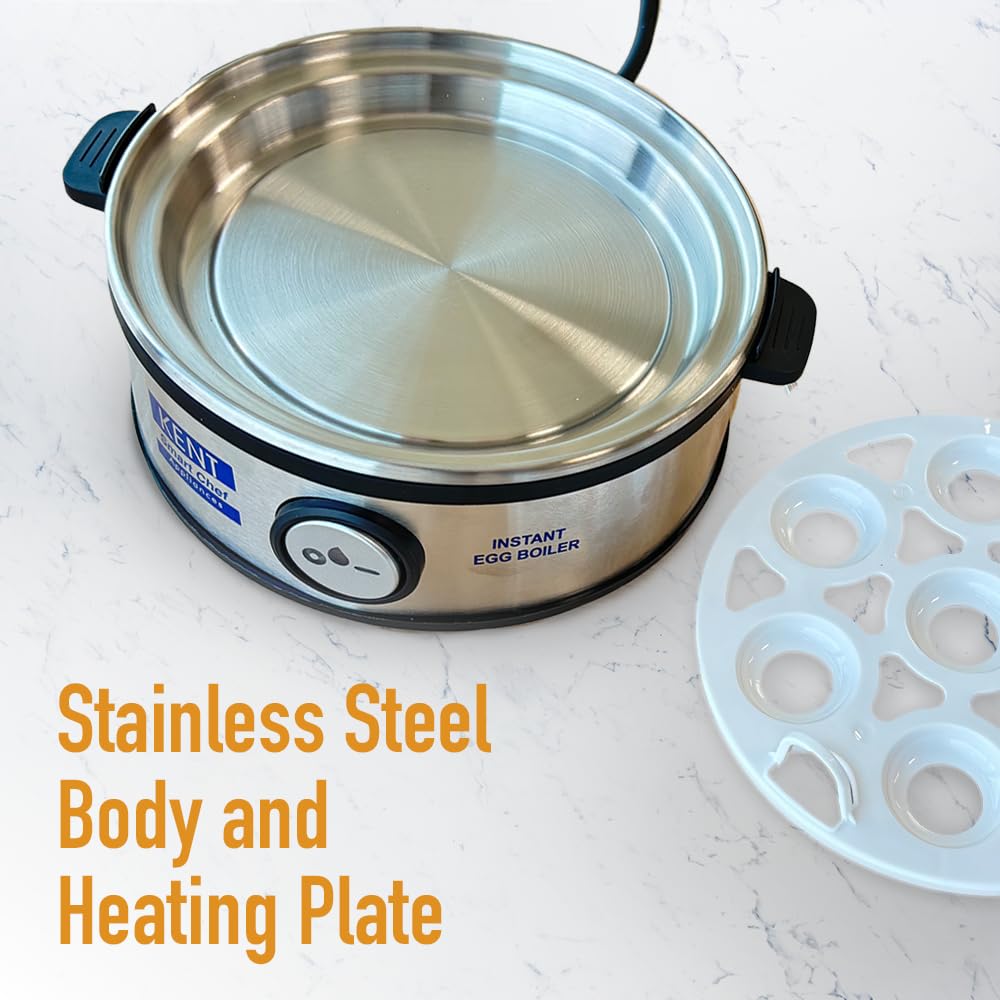 KENT Instant Egg Boiler | 360-Watt | Boil 7 Eggs at a Time | 3 Boiling Modes | Stainless Steel Body, Poaching Tray & Heating Plate | Automatic Power Off 7 61udL2aBiQL. SL1000