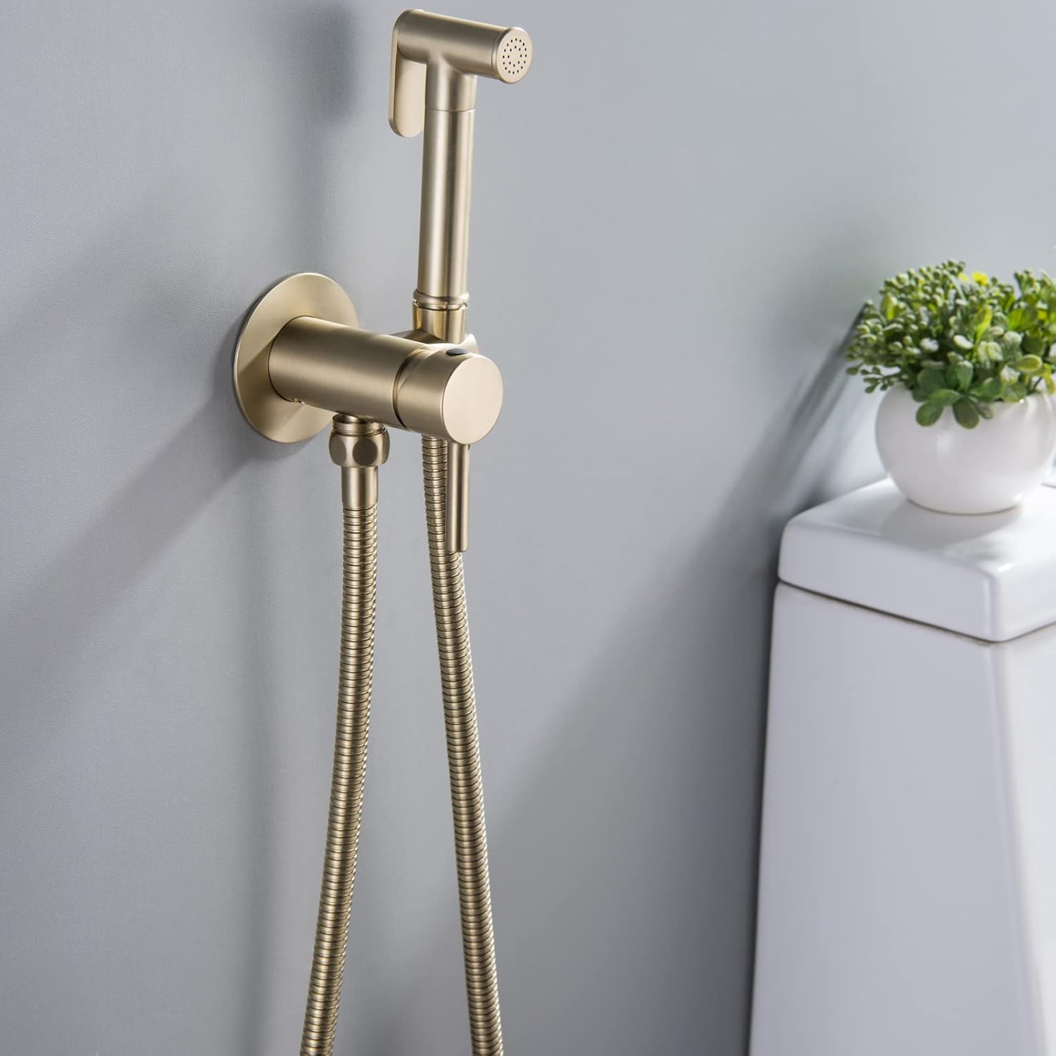 Handheld Bidet Sprayer for Toilet Wall Mounted Cloth Diaper Sprayer Kit Brass Bidet Sprayer Set Single Handle Toilet Bidet Sprayer Kit with 150cm Shower Hose,Brushed Gold ( Color : Brushed Gold )