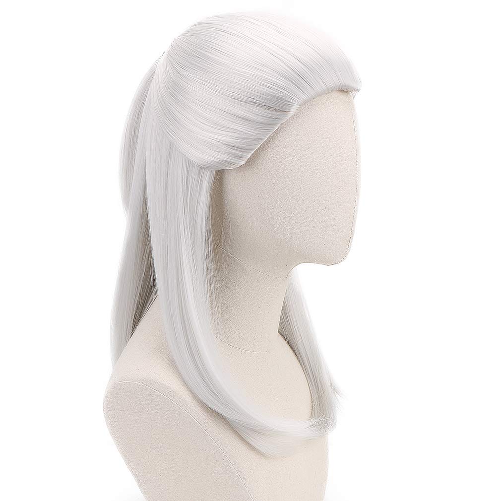 PARTYZONE Long Straight Cosplay Wig-Man for Party Game Anime Role Play Wigs Halloween Costume Silver Gray Hair