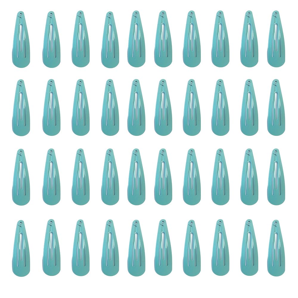 Pagabach 2 Inch Blue Green Hair Clips Barrettes Metal Snap Clips for Women Durable Water Drop Ideal Hair Accessories for Hairdressing Wedding and