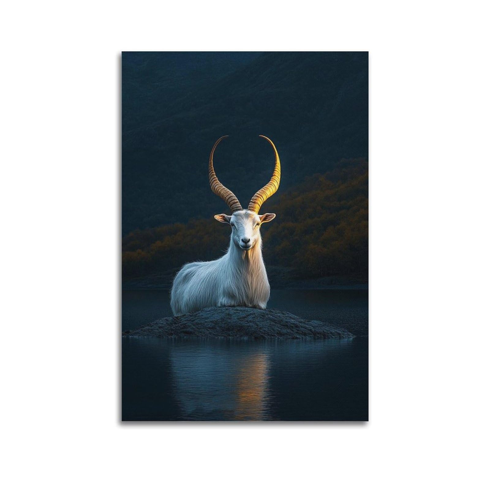 XKUGA Serene Zen Nature Urial Big Horn Sheep Poster Modern Decorative Canvas Prints - Ideal Wall Art for Family, Man Cave, Game Room, Boys & Girls Bedroom 24x36inch(60x90cm)