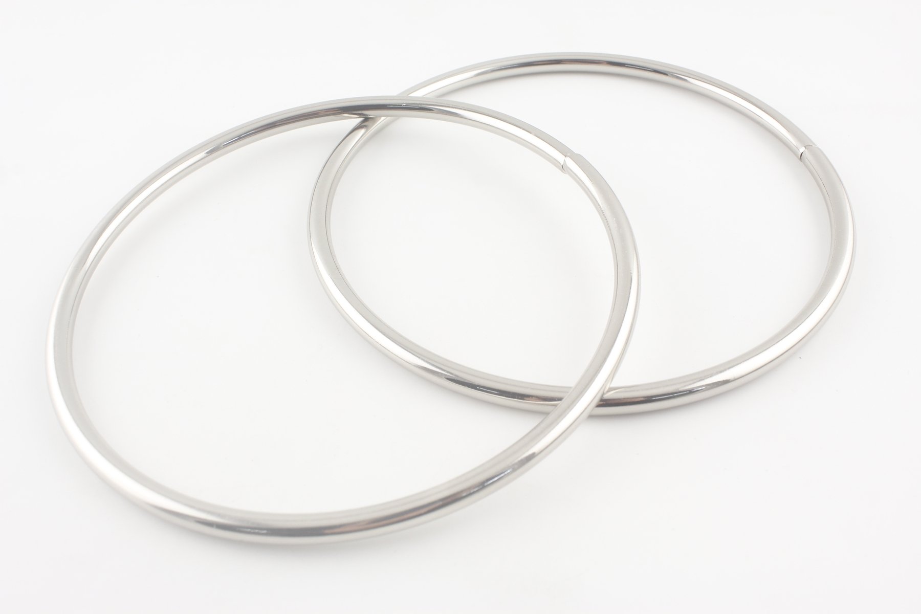 3dancraftit Nickel 5 inch Round/Circular Ring Iron Purse Handles, a Pair (2 Pieces) per lot. C61