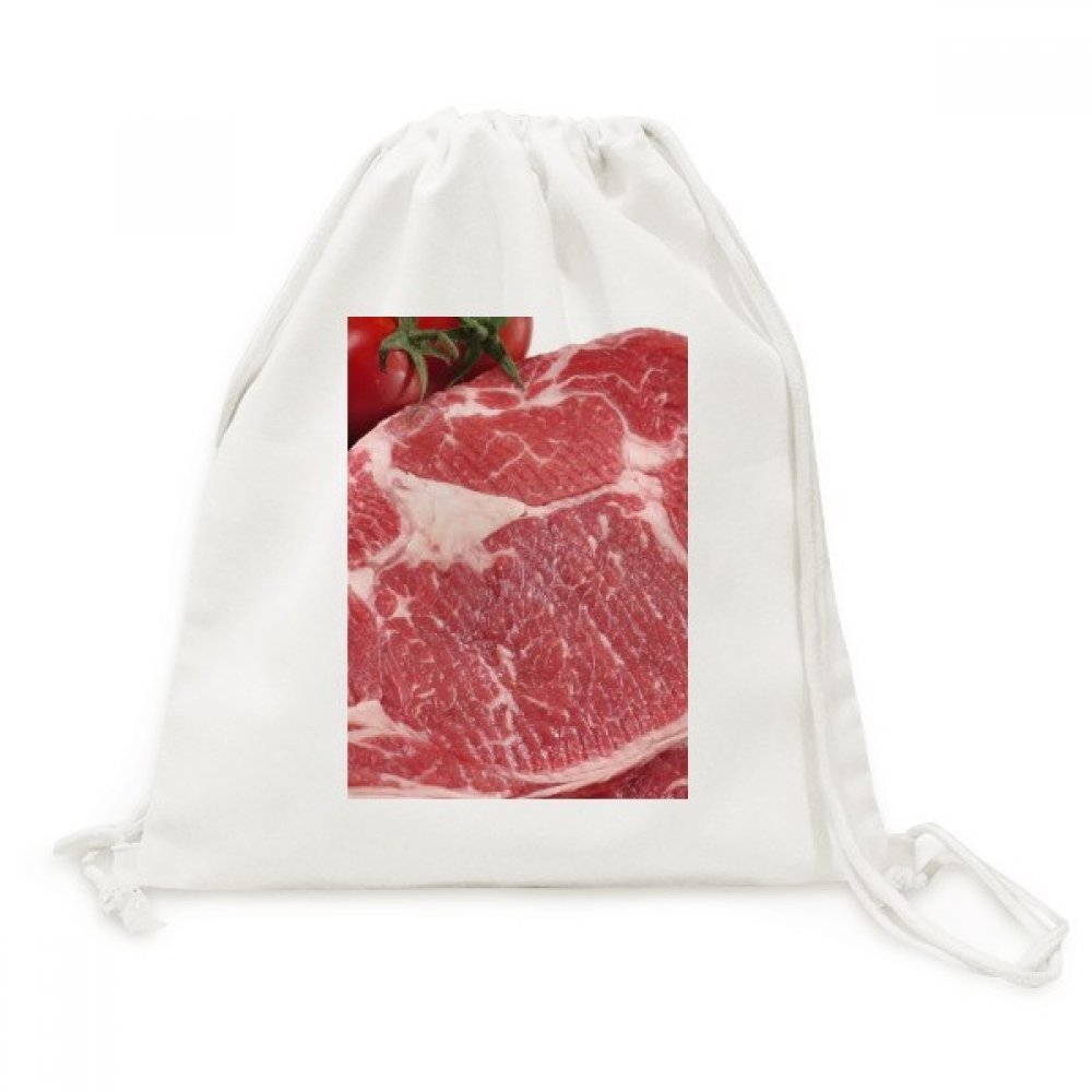 Toile Drawstring Backpack Rouge Steak Sacs à Dos Cordon Voyage - 5